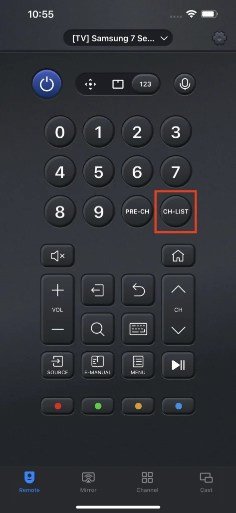 Remote Numberpad Channel List
