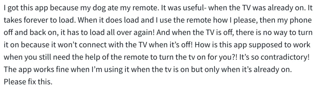 screenshot of a review on Smartify - LG TV Remote