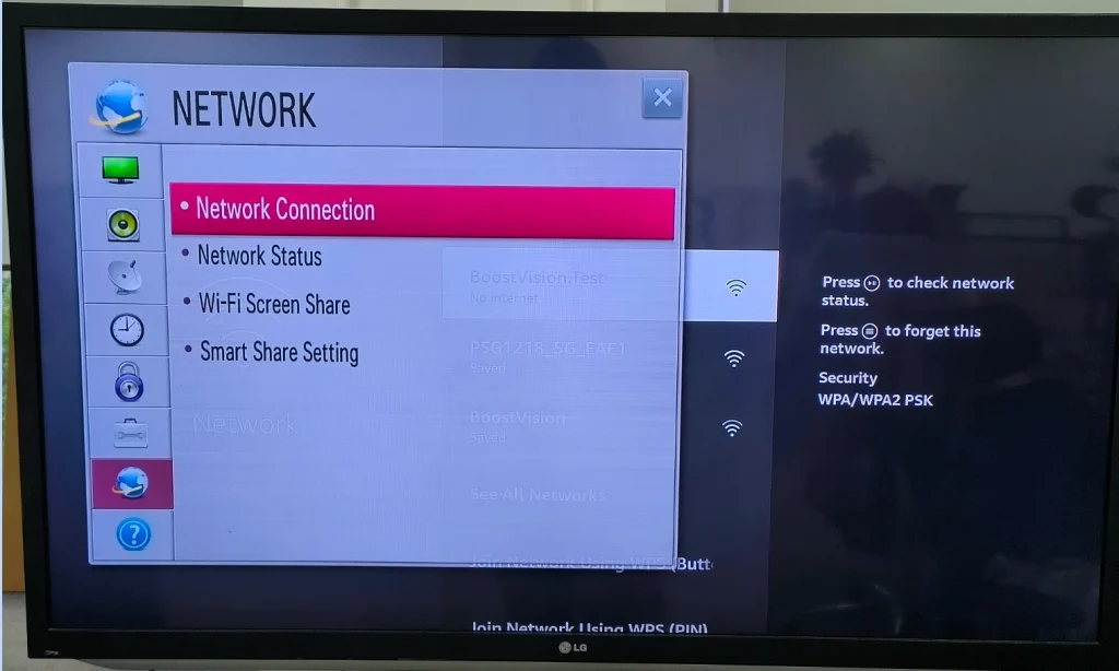 set up network connection on LG TV