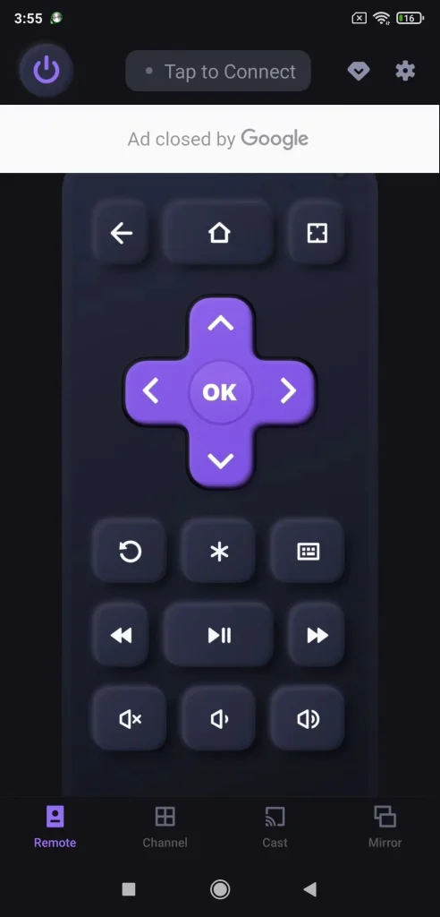 the Roku TV Remote app by BoostVision