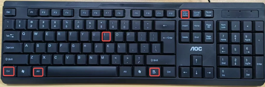 press the Ctrl + Alt + Menu + Print screen + I keys on your keyboard