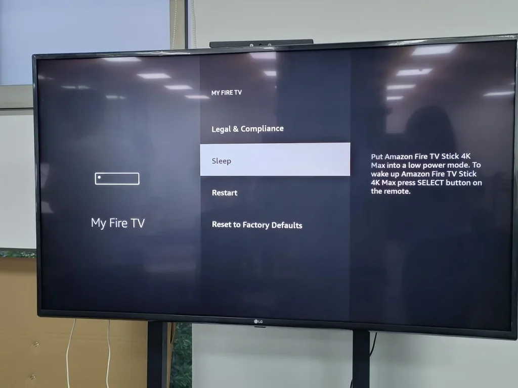 choose the Sleep option on Fire TV