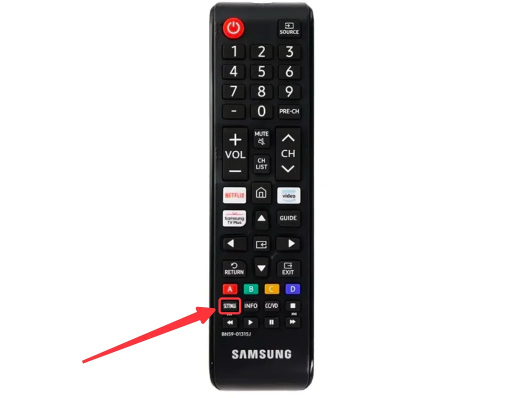 Samsung Remote with Settings Button