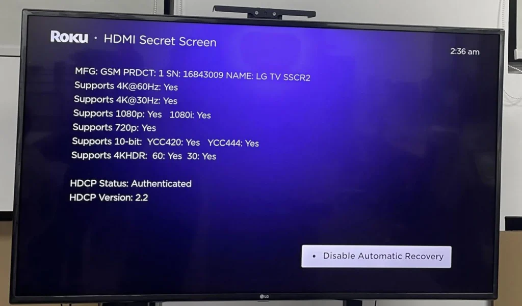 HDMI secret menu