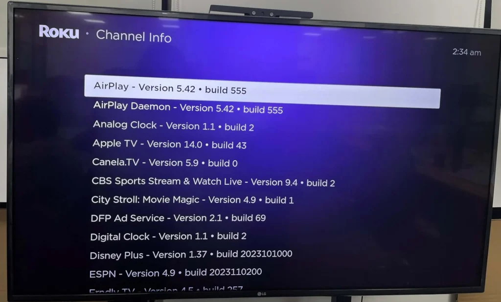 channel info on Roku TV