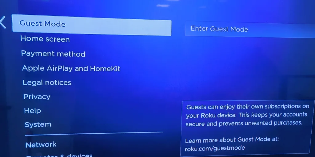 choose Guest Mode on Roku device