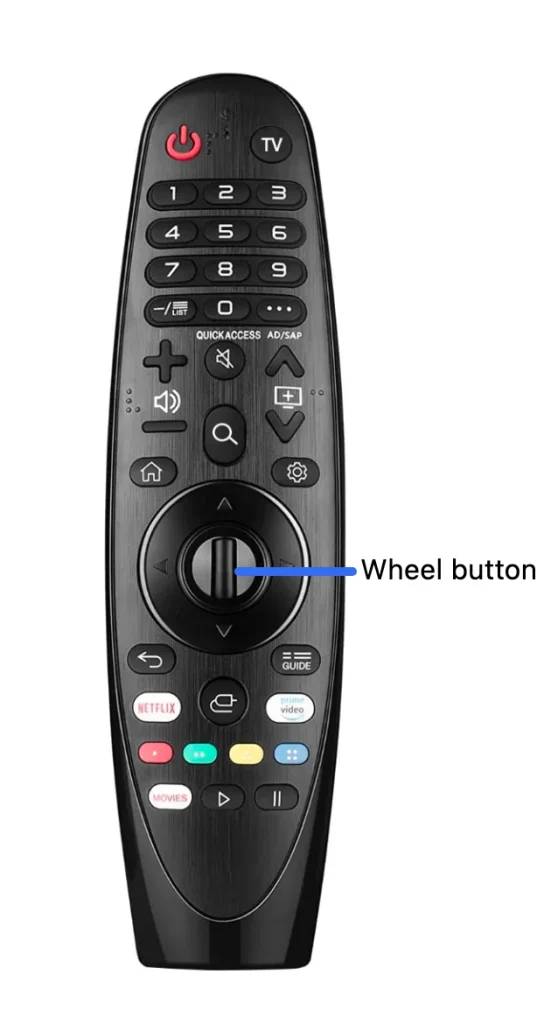 the wheel button on the LG TV remote