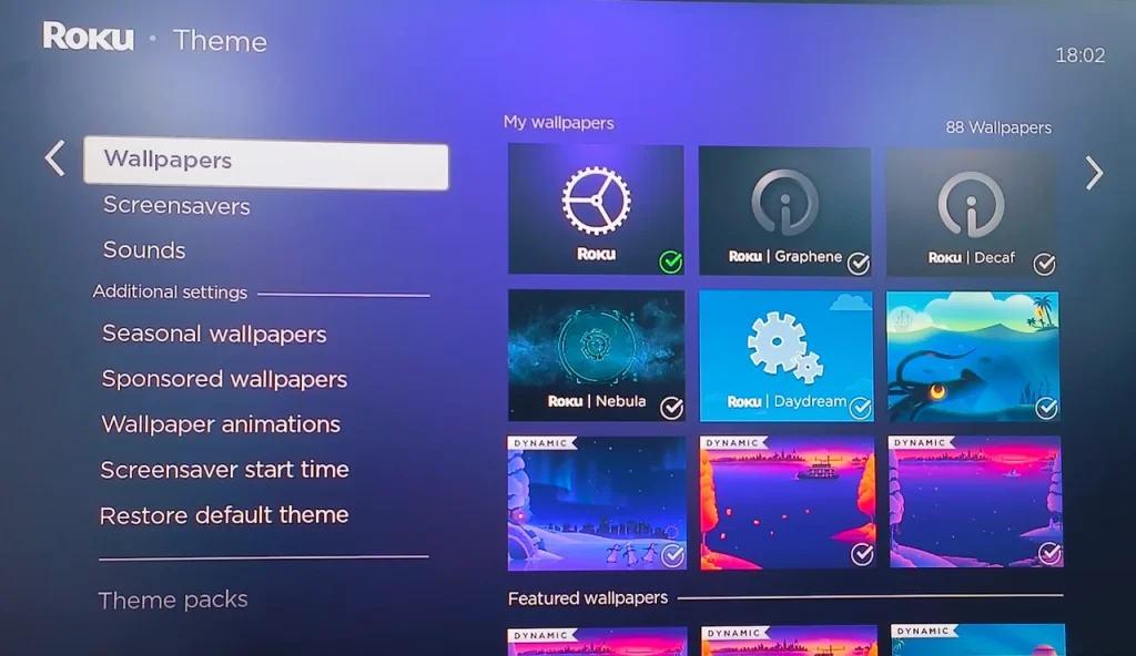 choose Wallpaper on Roku