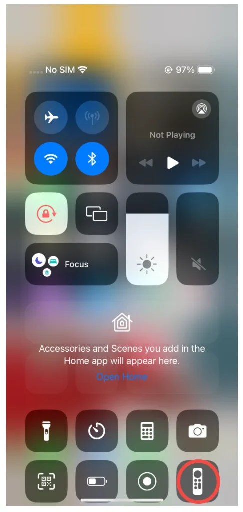 the remote control feature in iPhone's Control Center