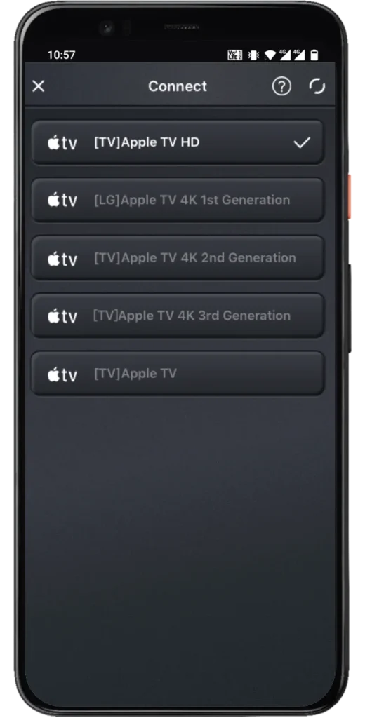 choose Apple TV from the list