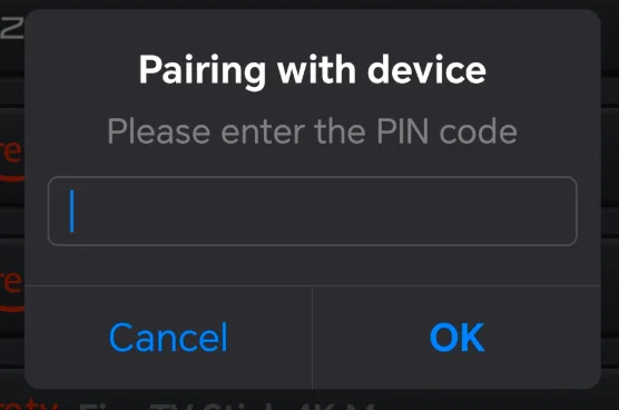 Enter PIN Code for pairing