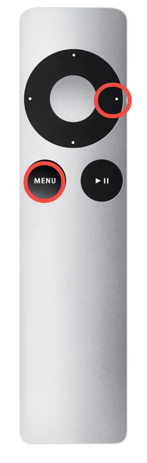press Menu and Right buttons on the Aluminum Apple Remote