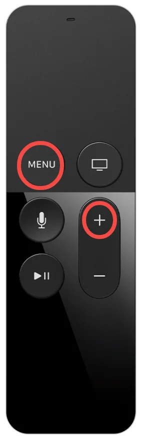 press Menu and Volume Up buttons on 1st Siri Remote