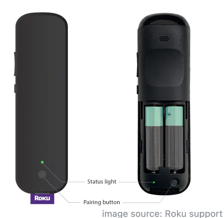 locate the pairing button on the Roku Voice remote