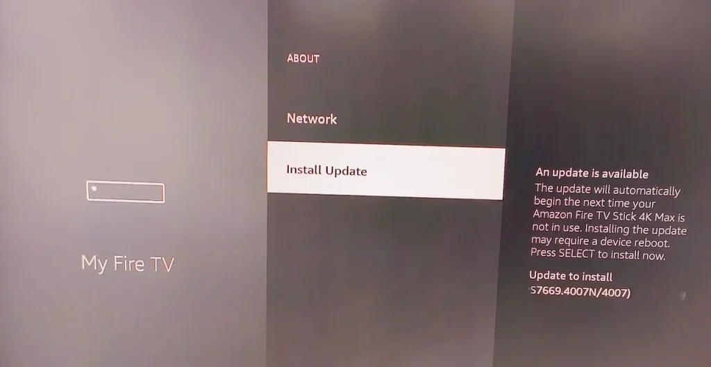 choose Install Update on Firestick
