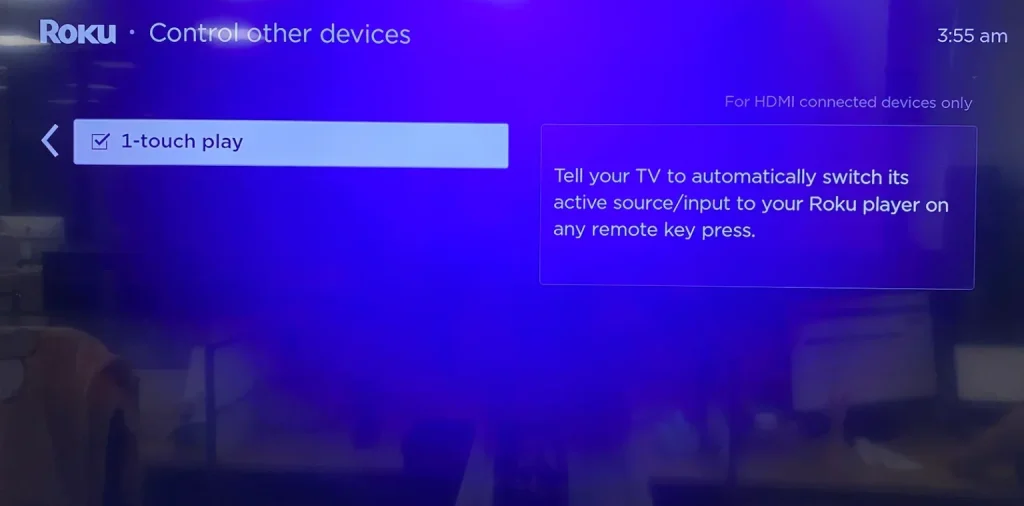 enable 1-touch play on Roku