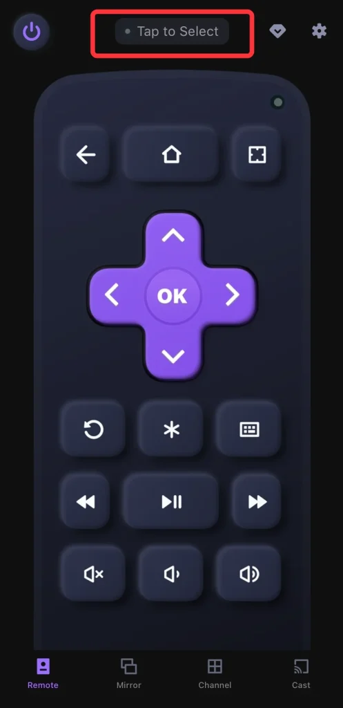 Pairing entry on Roku