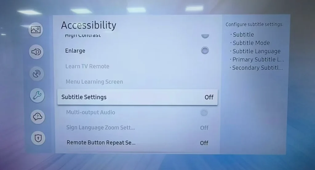 choose Caption Settings on Samsung TV