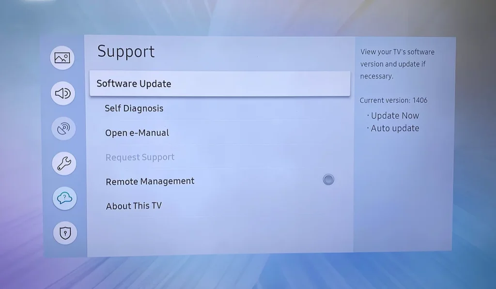 choose Software Update on Samsung TV