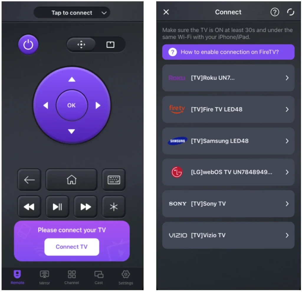 Application de télécommande universelle pour TV