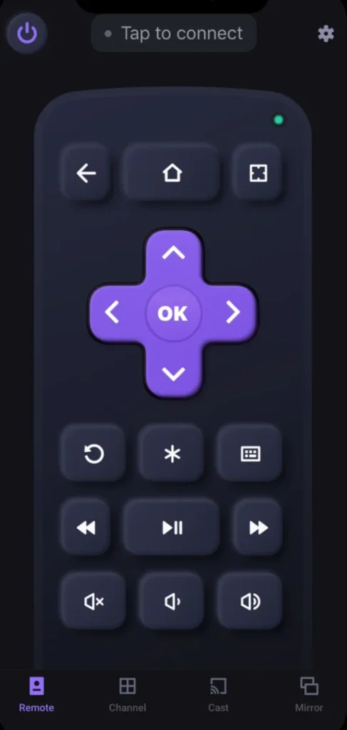 Roku remote app interface