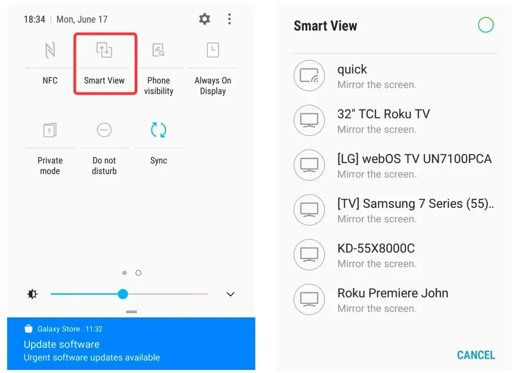 Samsung Smart View-Funktion