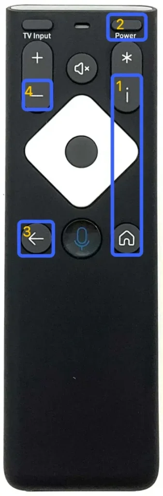 Reset buttons on the Xfinity remote