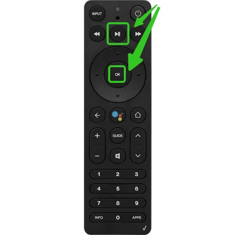 OK and PLAY/PAUSE button on the Fios TV Voice remote