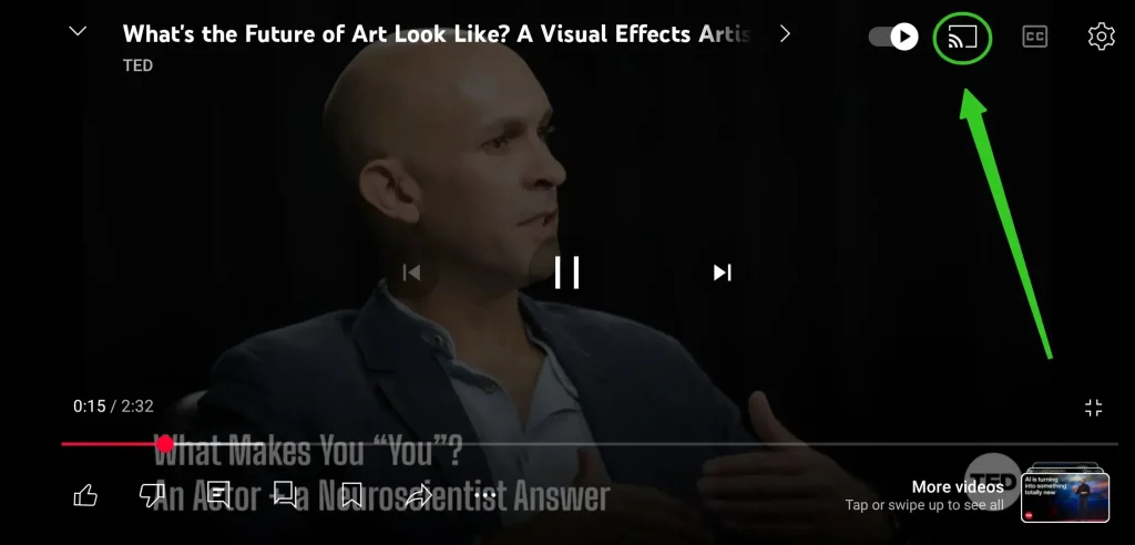 Cast icon in the app