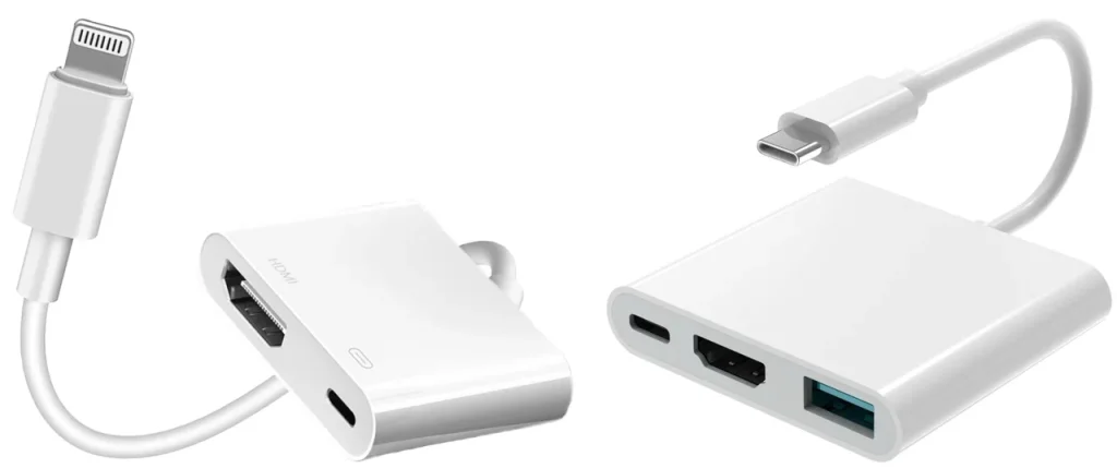 Lightning Digital AV Adapter or USB-C Digital AV Multiport Adapter